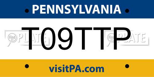 T09TTP Pennsylvania License Plate
