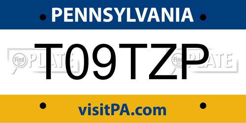 T09TZP Pennsylvania License Plate