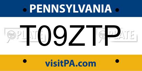 T09ZTP Pennsylvania License Plate