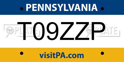 T09ZZP Pennsylvania License Plate