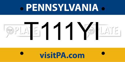 T111YI Pennsylvania License Plate