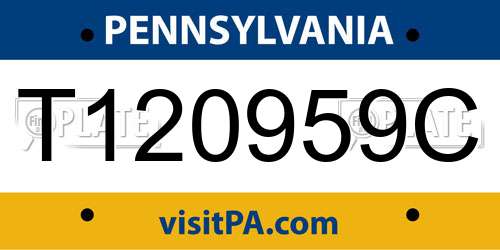 T120959C Pennsylvania License Plate