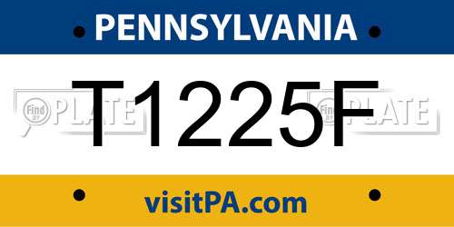 T1225F Pennsylvania License Plate
