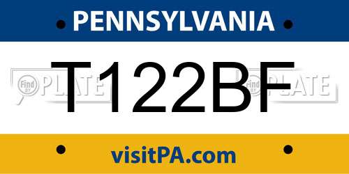 T122BF Pennsylvania License Plate