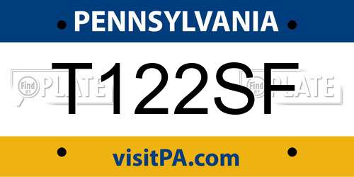 T122SF Pennsylvania License Plate