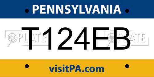T124EB Pennsylvania License Plate