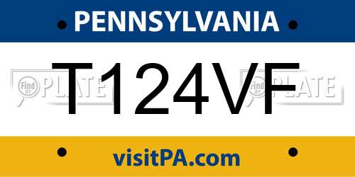 T124VF Pennsylvania License Plate