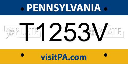 T1253V Pennsylvania License Plate