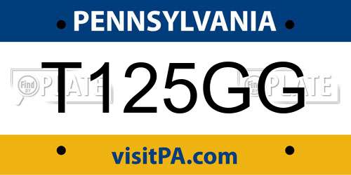 T125GG Pennsylvania License Plate