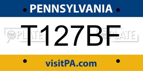 T127BF Pennsylvania License Plate