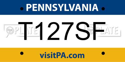 T127SF Pennsylvania License Plate