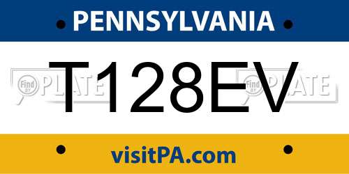 T128EV Pennsylvania License Plate
