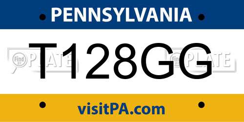 T128GG Pennsylvania License Plate