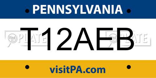 T12AEB Pennsylvania License Plate