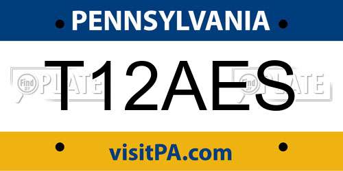 T12AES Pennsylvania License Plate
