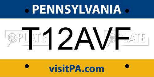 T12AVF Pennsylvania License Plate