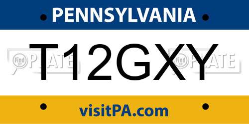 T12GXY Pennsylvania License Plate
