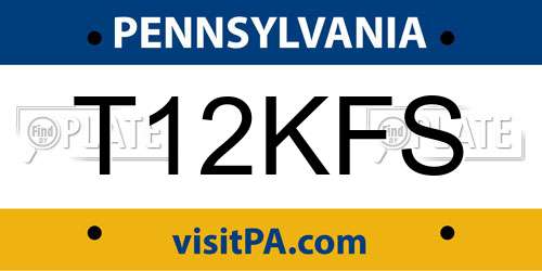 T12KFS Pennsylvania License Plate