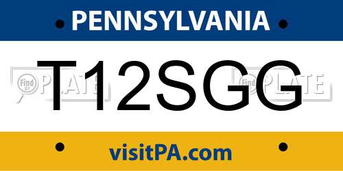 T12SGG Pennsylvania License Plate