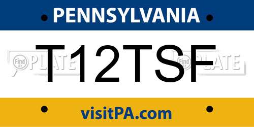 T12TSF Pennsylvania License Plate