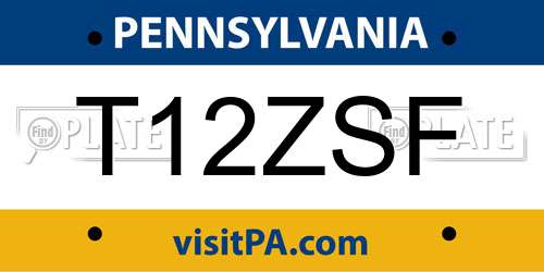 T12ZSF Pennsylvania License Plate
