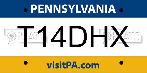 T14DHX Pennsylvania License Plate