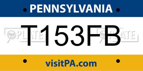 T153FB Pennsylvania License Plate