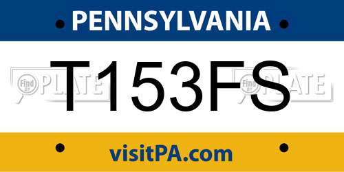 T153FS Pennsylvania License Plate