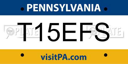 T15EFS Pennsylvania License Plate