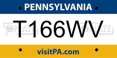 T166WV Pennsylvania License Plate