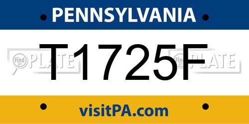 T1725F Pennsylvania License Plate