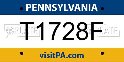 T1728F Pennsylvania License Plate