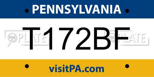 T172BF Pennsylvania License Plate