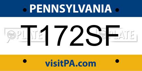 T172SF Pennsylvania License Plate
