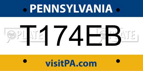T174EB Pennsylvania License Plate