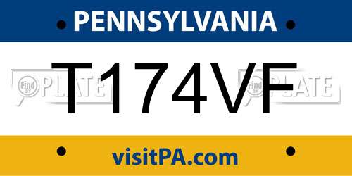 T174VF Pennsylvania License Plate