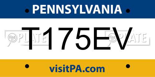 T175EV Pennsylvania License Plate