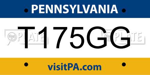 T175GG Pennsylvania License Plate