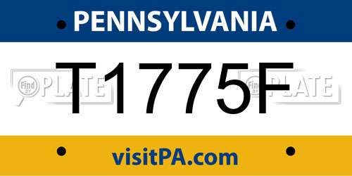 T1775F Pennsylvania License Plate