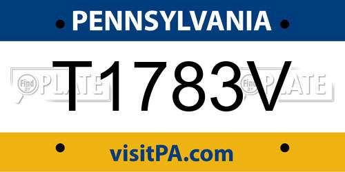 T1783V Pennsylvania License Plate