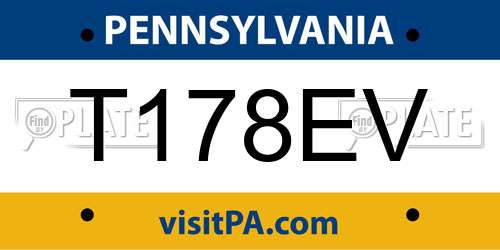 T178EV Pennsylvania License Plate