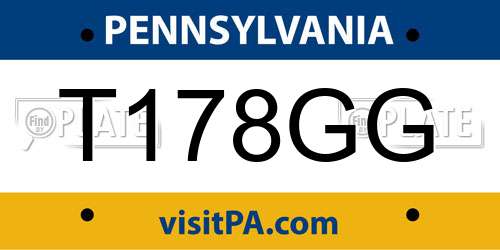 T178GG Pennsylvania License Plate