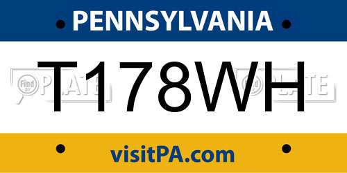 T178WH Pennsylvania License Plate