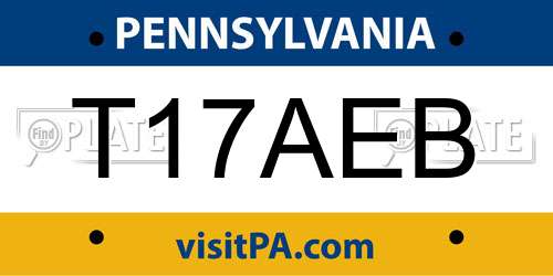 T17AEB Pennsylvania License Plate