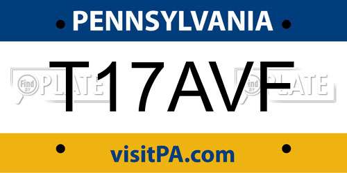 T17AVF Pennsylvania License Plate