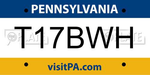 T17BWH Pennsylvania License Plate
