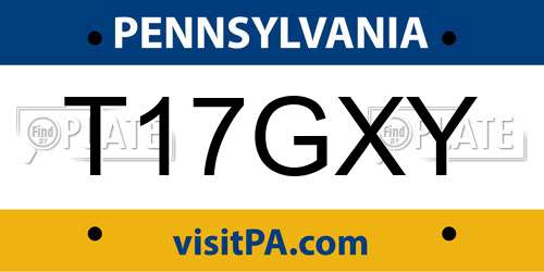 T17GXY Pennsylvania License Plate
