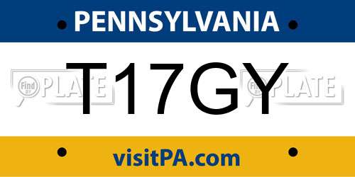 T17GY Pennsylvania License Plate