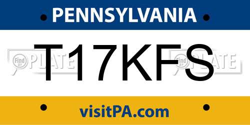 T17KFS Pennsylvania License Plate