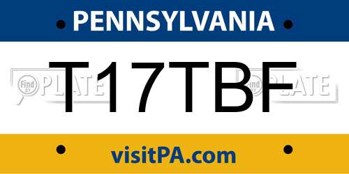 T17TBF Pennsylvania License Plate